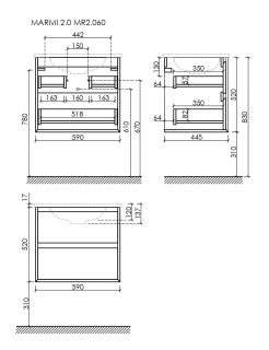 Подвесная тумба под раковину Sancos Marmi 2.0 MR2.060ECH 59см дуб чарльстон